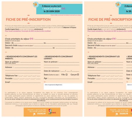 img fiche de préinscription séjours été 2020 - Ville de Stains