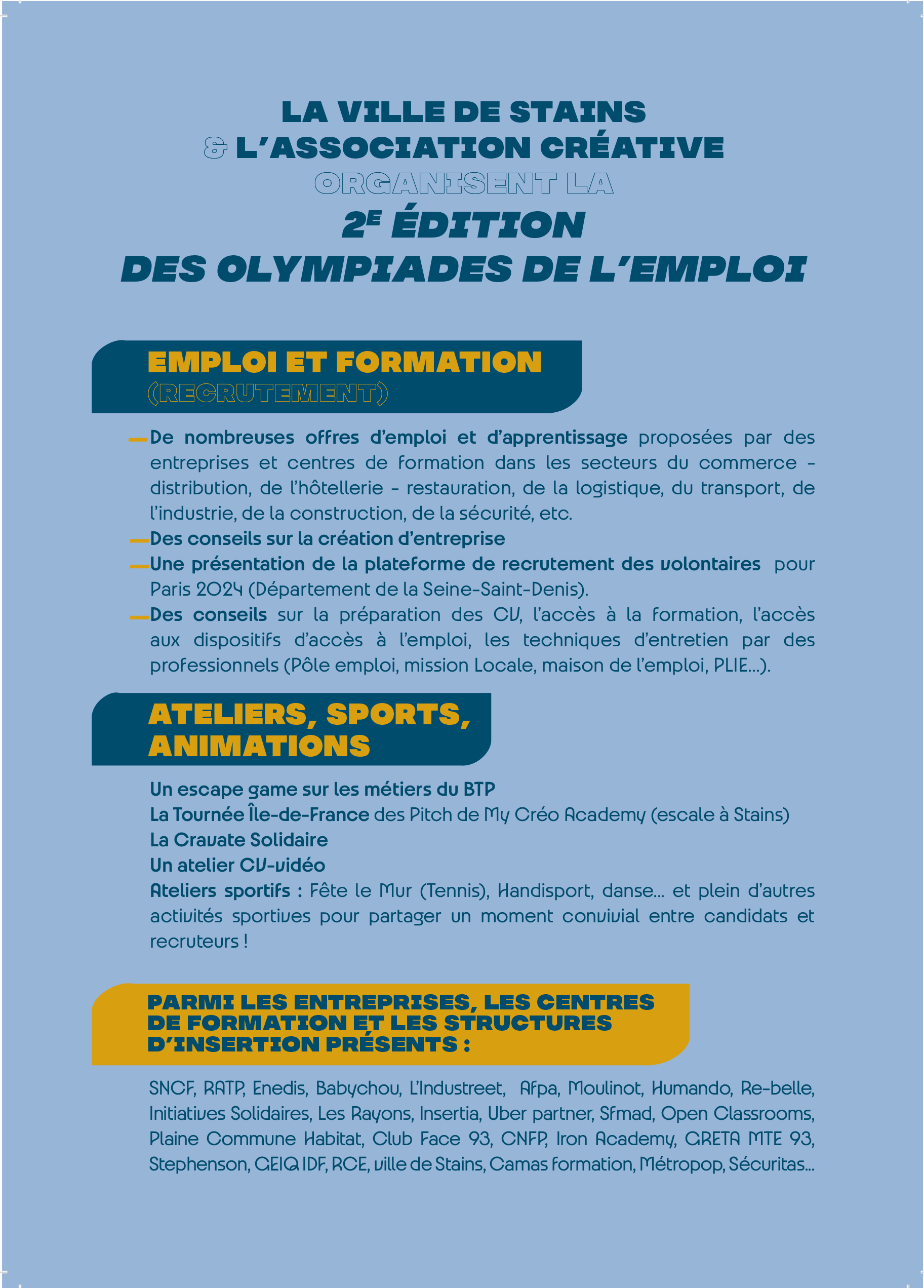 La 2e édition des Olympiades de l'Emploi - 2 - Ville de Stains