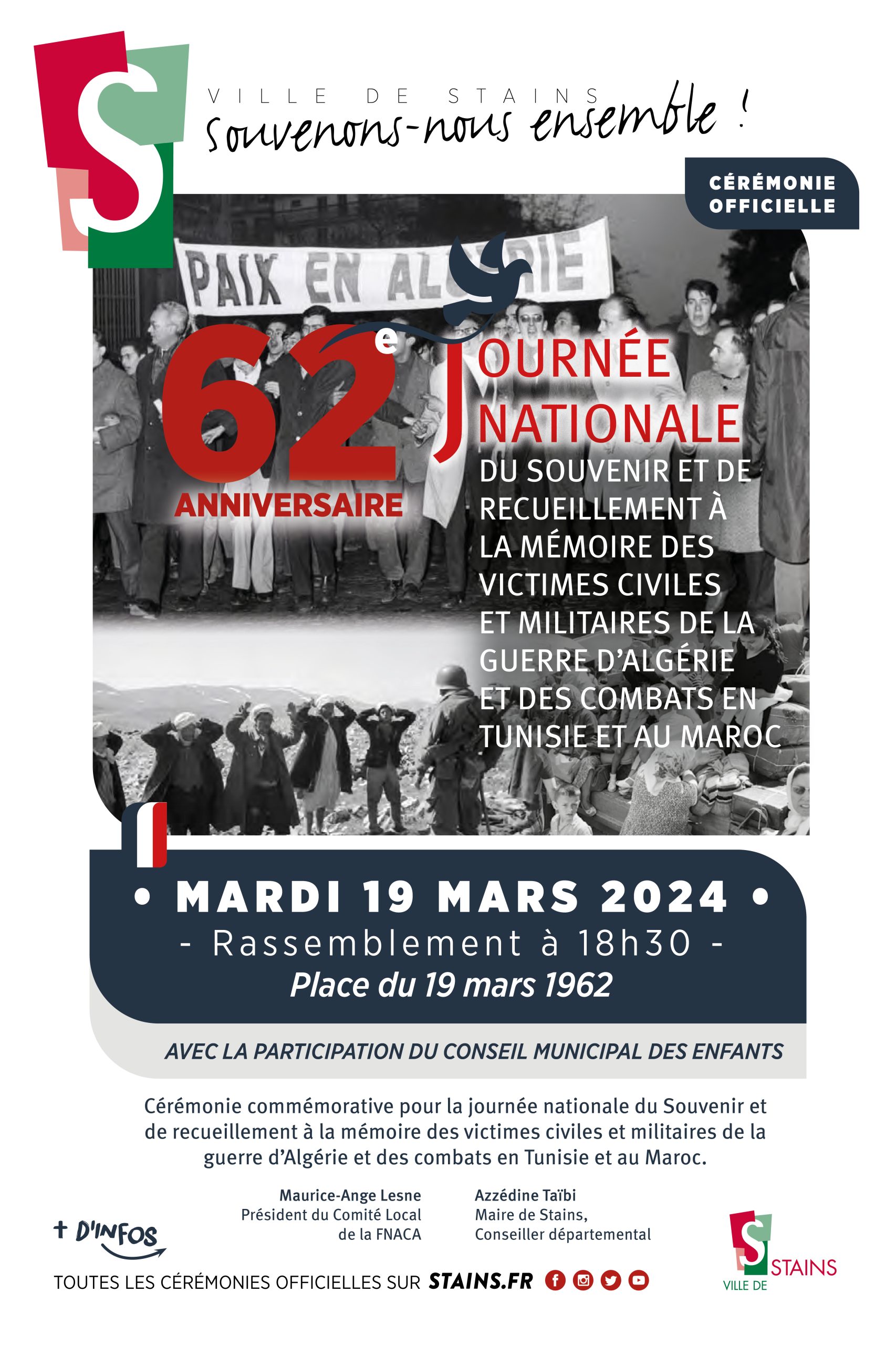 Cérémonie - 62e anniversaire de la journée nationale du souvenir et de ...
